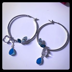 Swarovski hoops with dangling crystals